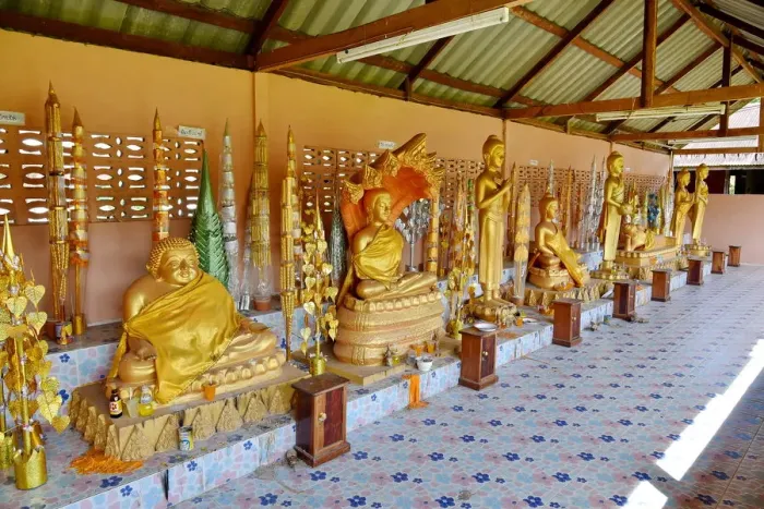 Framed Print : Gold buddha along Vat Phou champasak Lao, Asia Framed Print : Gold buddha along Vat Phou champasak Lao, Asia