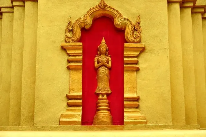 Framed Print : gold buddhist statue at Wat Xiengleck temple luang prabang Laos Asia Framed Print : gold buddhist statue at Wat Xiengleck temple luang prabang Laos Asia