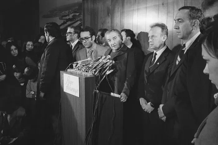 Framed Print : Golda Meir at News Conference Framed Print : Golda Meir at News Conference