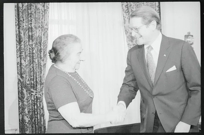 Framed Print : Golda Meir Shaking Hands with Elliot Richardson Framed Print : Golda Meir Shaking Hands with Elliot Richardson