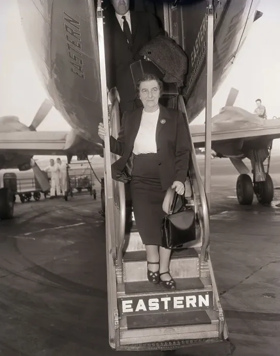Framed Print : Golda Meir Stepping from Plane Framed Print : Golda Meir Stepping from Plane