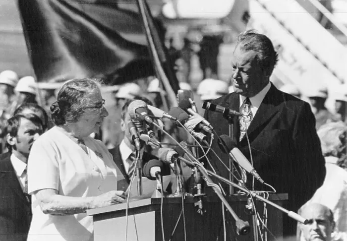 Framed Print : Golda Meir Welcoming West German Chancellor Willy Brandt Framed Print : Golda Meir Welcoming West German Chancellor Willy Brandt
