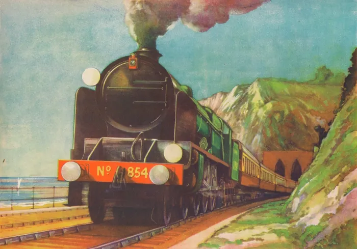 Framed Print : The Golden Arrow, S.R. leaving Shakespeare's Cliff, Dover, 1940 Framed Print : The Golden Arrow, S.R. leaving Shakespeare's Cliff, Dover, 1940
