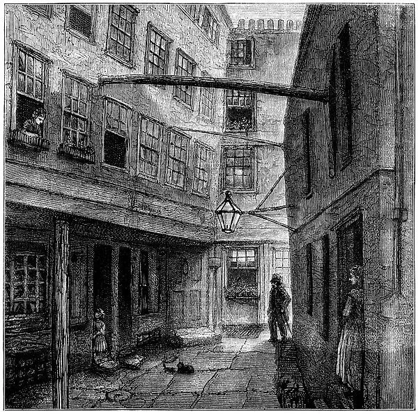 Golden Buildings, London, from Dickens David Copperfield (illustration)
