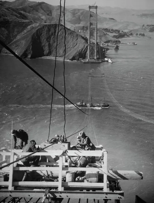 Framed Print : Golden Gate Bridge During Construction