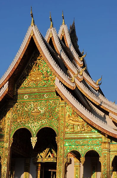 Golden, Ornate Facade of Haw Pha Bang Temple, Laos