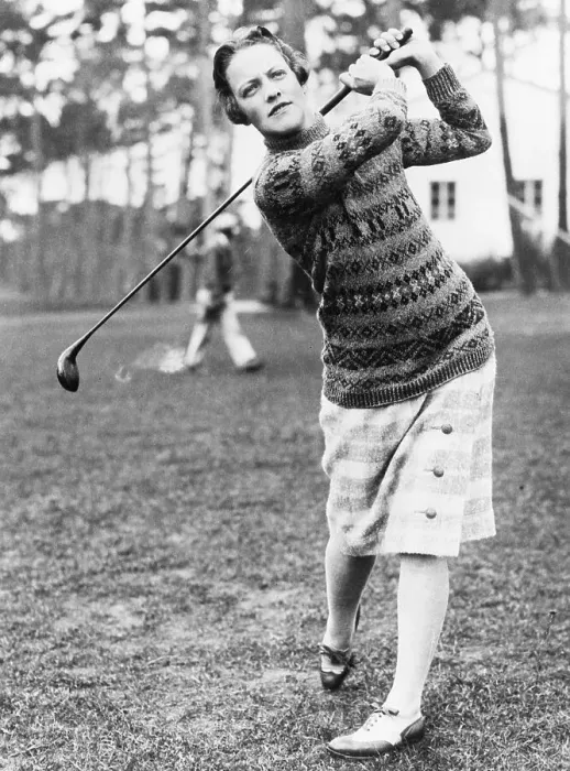 Framed Print : Golf Champion Miriam Burns Horn Swinging Golf Club