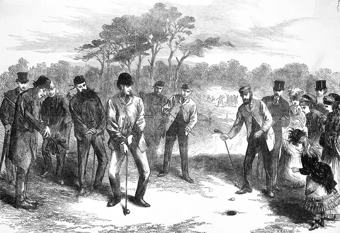 Framed Print : Golf Match; Engraving Framed Print : Golf Match; Engraving