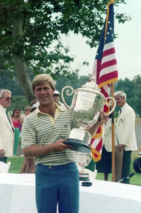 Framed Print : Golf Professional Hal Sutton Holding His Trophy