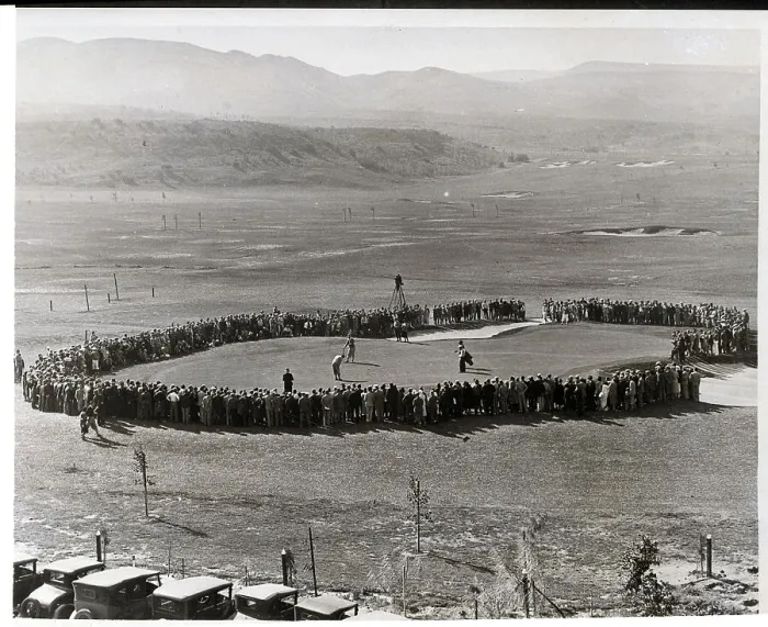 Framed Print : Golf Spectators on Course
