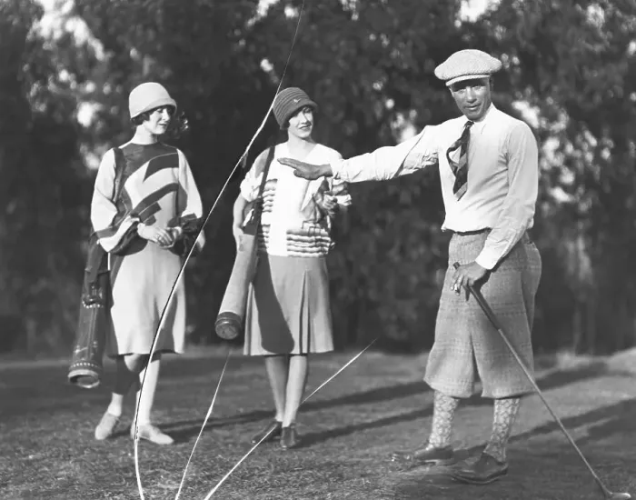 Framed Print : Golfer Will Armour with Female Caddies Framed Print : Golfer Will Armour with Female Caddies