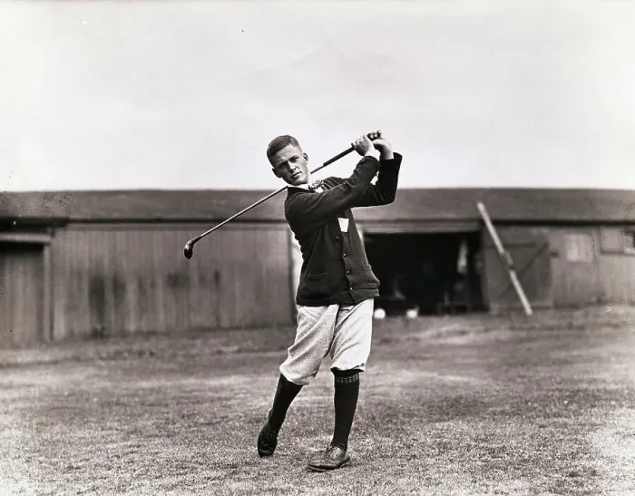 Framed Print : Golfer Bobby Jones Swinging Club Framed Print : Golfer Bobby Jones Swinging Club