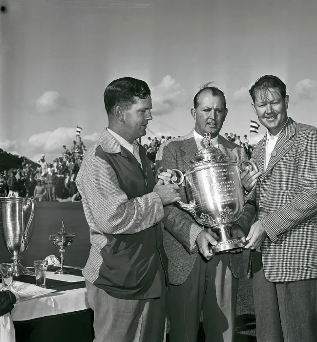 Framed Print : Golfer Byron Nelson Accepting PGA Tournament Trophy Framed Print : Golfer Byron Nelson Accepting PGA Tournament Trophy