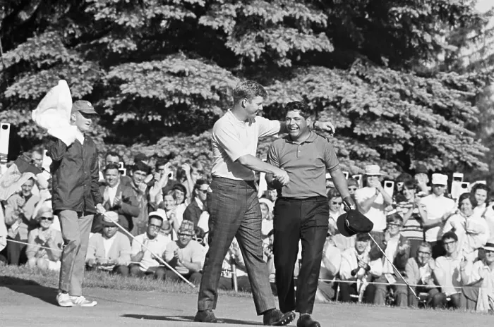 Framed Print : Golfer Congratulating Winner of US Open Framed Print : Golfer Congratulating Winner of US Open