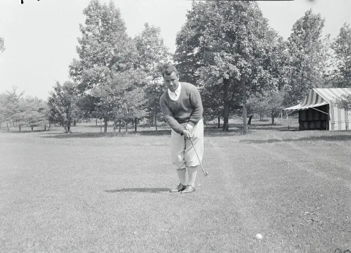 Framed Print : Golfer Gene Sarazen Practicing Framed Print : Golfer Gene Sarazen Practicing