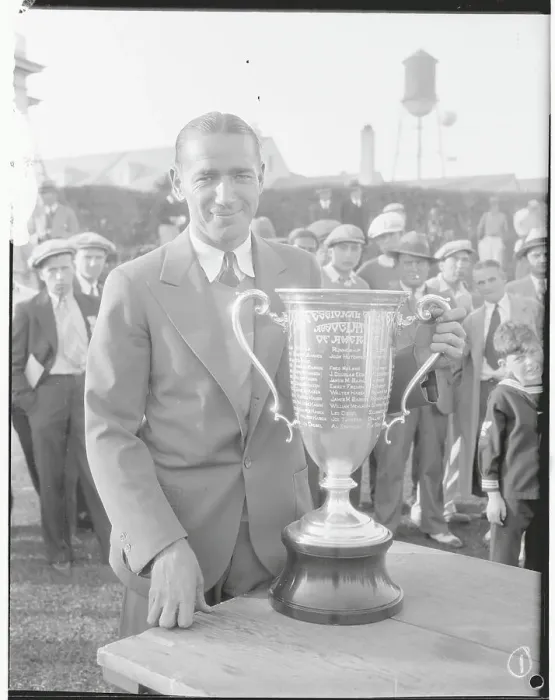Framed Print : Golfer Leo Diegel Holding the Pacific Coast Cup Framed Print : Golfer Leo Diegel Holding the Pacific Coast Cup