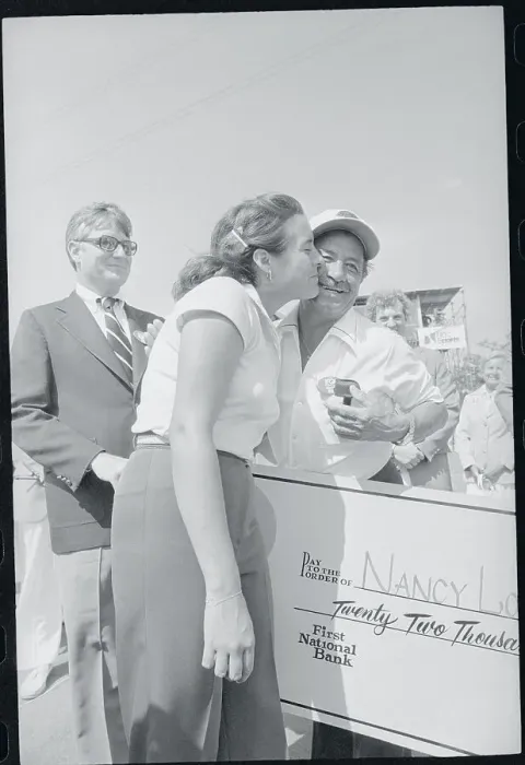 Framed Print : Golfer Nancy Lopez Embracing Her Dad After Winning Competition Framed Print : Golfer Nancy Lopez Embracing Her Dad After Winning Competition