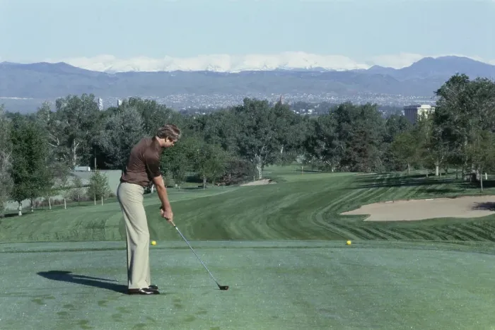 Framed Print : Golfer With Rocky Mountains Framed Print : Golfer With Rocky Mountains