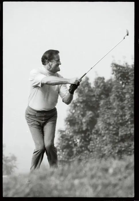 Framed Print : Golfer Tommy Bolt Swinging Club Framed Print : Golfer Tommy Bolt Swinging Club