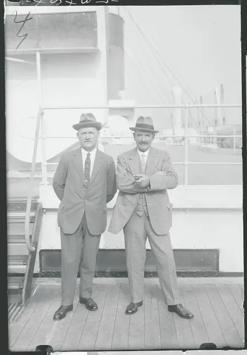 Framed Print : Golfers Alex Herd and J. H. Taylor Posing on Ship Framed Print : Golfers Alex Herd and J. H. Taylor Posing on Ship
