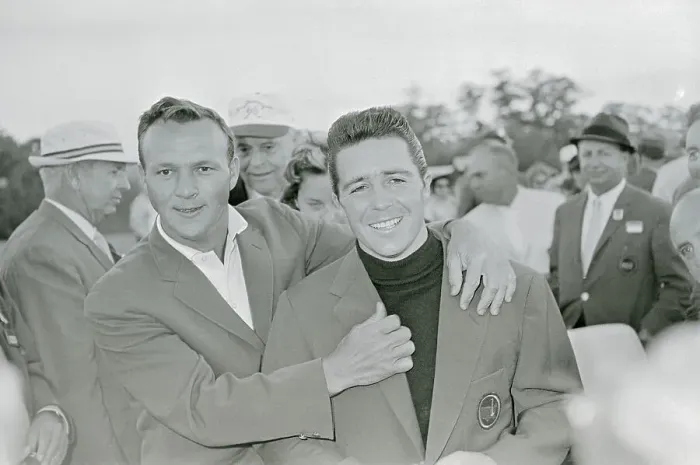 Framed Print : Golfers Arnold Palmer and Gary Player at Masters Framed Print : Golfers Arnold Palmer and Gary Player at Masters