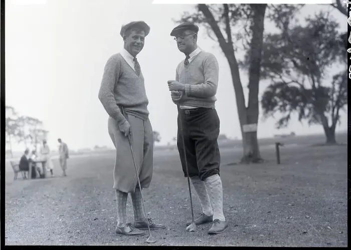 Framed Print : Two Golfers on Links Framed Print : Two Golfers on Links