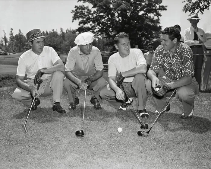 Framed Print : Golfers Posing with Their Golf Clubs Framed Print : Golfers Posing with Their Golf Clubs