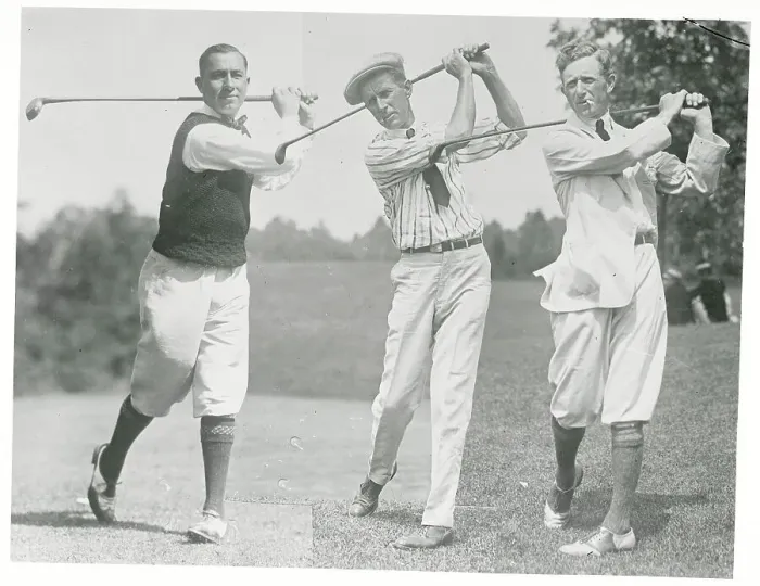 Framed Print : Golfers Posing with Golf Clubs Framed Print : Golfers Posing with Golf Clubs