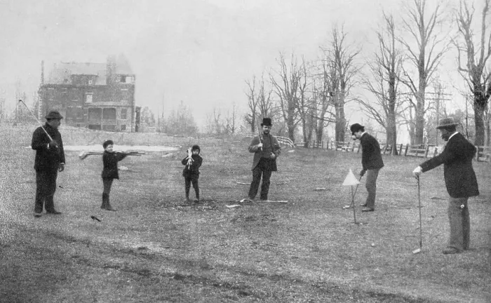 Framed Print : Golfers at St. Andrew's Golf Club in Yonkers