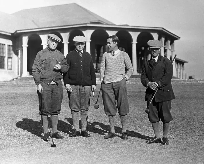 Framed Print : Golfers Standing on Golf Course Framed Print : Golfers Standing on Golf Course