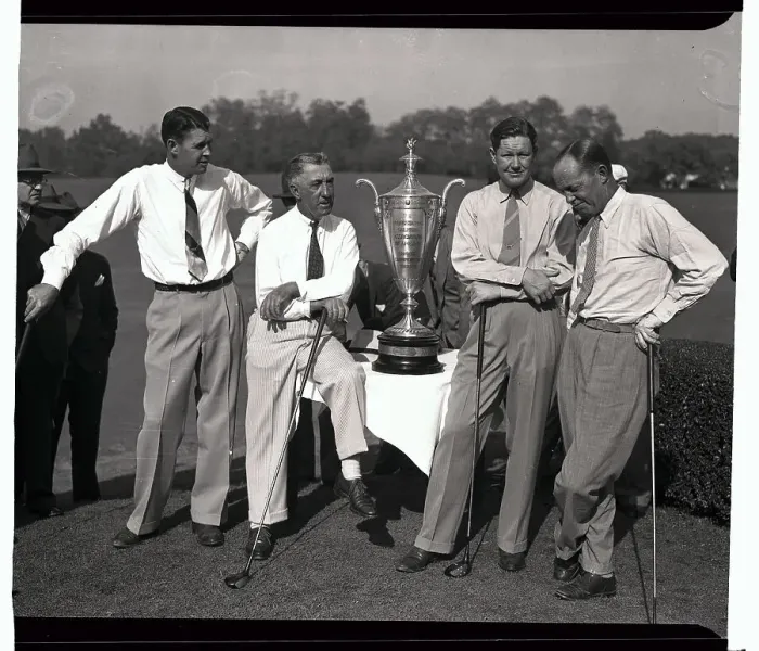 Framed Print : Golfers Standing Around PGA Trophy Framed Print : Golfers Standing Around PGA Trophy