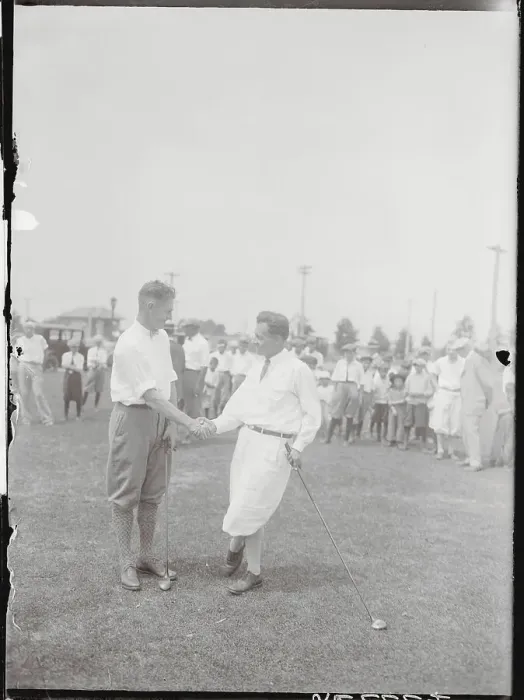 Framed Print : Golfing Competitors Shaking Hands on the Green Framed Print : Golfing Competitors Shaking Hands on the Green