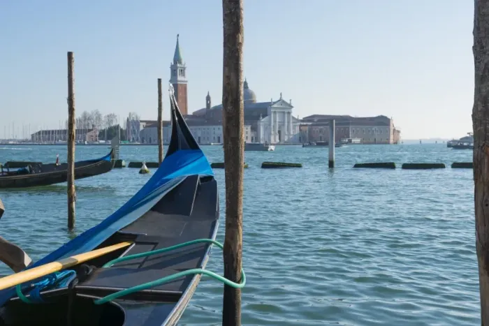 Framed Print : Gondola and island San Giorgio Maggiore in a sunny day in Venice, Italy Framed Print : Gondola and island San Giorgio Maggiore in a sunny day in Venice, Italy