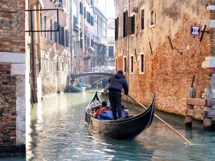 Framed Print : Gondola with tourists on a canal in Venice Framed Print : Gondola with tourists on a canal in Venice