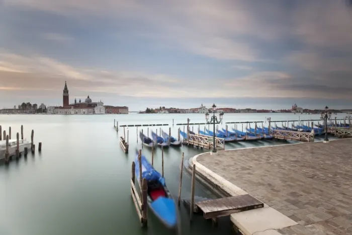 Framed Print : Gondolas and San Giorgio Maggiore from St Marks Square, Venice, Venezien, Italy