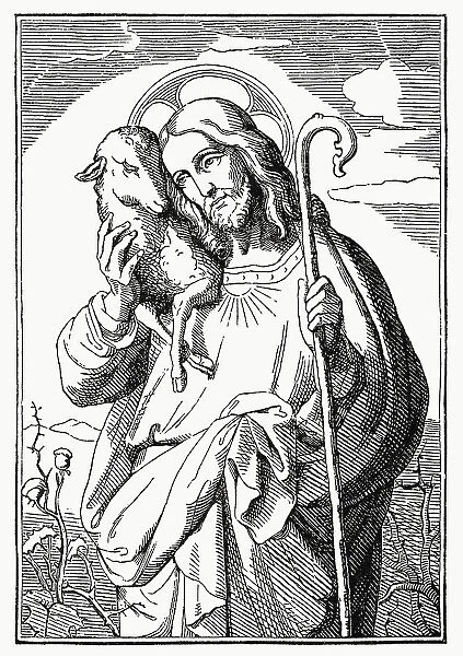 The Good Shepherd, wood engraving, published in 1894