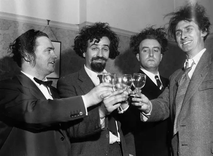 Framed Print : The Goons. British comedy act, The Goons, drink a toast at a press call Framed Print : The Goons. British comedy act, The Goons, drink a toast at a press call