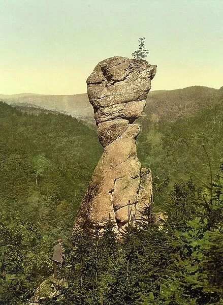 The goose beak near Ilfeld in the Harz Mountains, Thuringia, Germany, Historic, digitally restored reproduction of a photochrome print from the 1890s