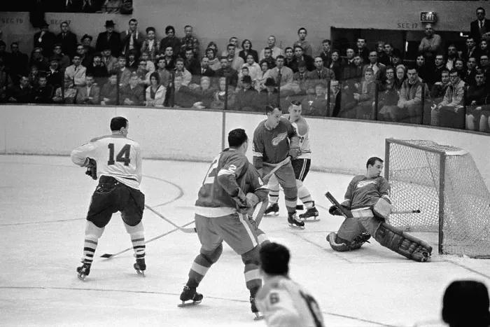 Framed Print : Gordie Howe and Others at Net Framed Print : Gordie Howe and Others at Net