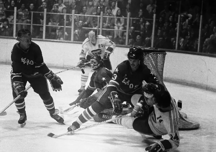 Framed Print : Gordon Howe Helps Defend Goal in Hockey Framed Print : Gordon Howe Helps Defend Goal in Hockey