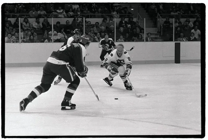 Framed Print : Gordon Howe Races Opponent to Get Puck Framed Print : Gordon Howe Races Opponent to Get Puck