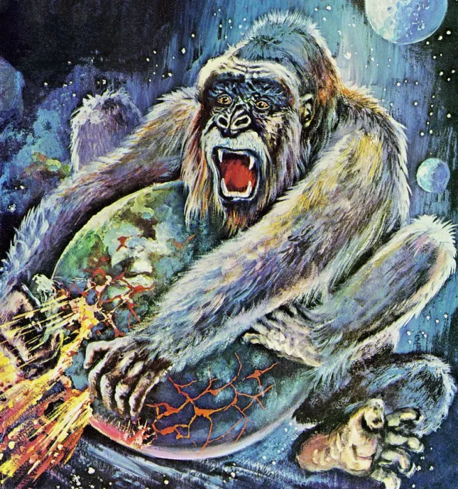 Framed Print : Gorilla Holding on to Planet Framed Print : Gorilla Holding on to Planet