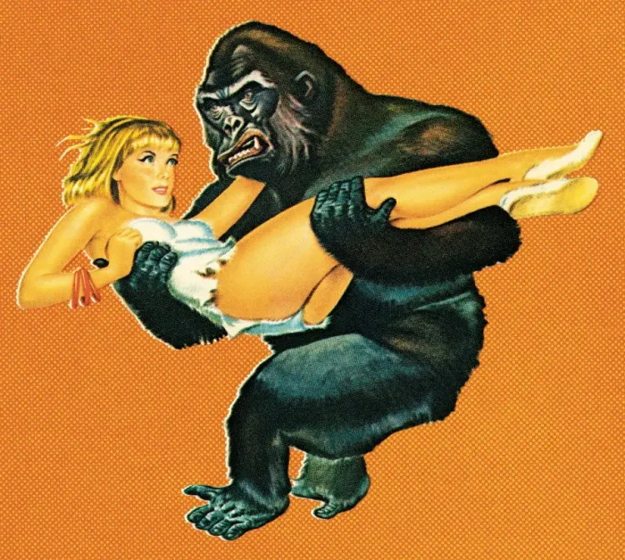 Framed Print : Gorilla with woman Framed Print : Gorilla with woman