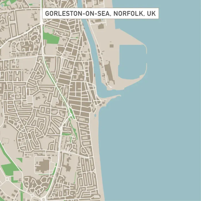 Framed Print : Gorleston-on-Sea Norfolk UK City Street Map