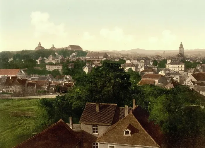 Framed Print : Gotha with the Inselberg, Thuringia, Germany, Historic, Photochrome print from the 1890s Framed Print : Gotha with the Inselberg, Thuringia, Germany, Historic, Photochrome print from the 1890s