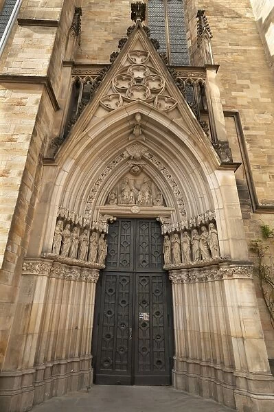 Gothic side entrance, St Marys Church, 14th-15th century, Osnabruck, Lower Saxony, Germany
