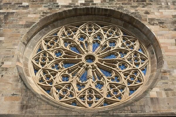 Gothic rose window of the parish church of St John, 14th century, Osnabruck, Lower Saxony, Germany