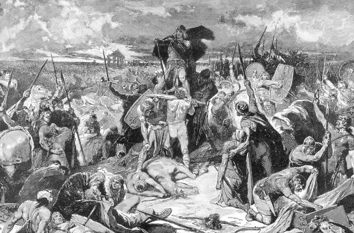Framed Print : Goths Saluting Thorismund After Battle Framed Print : Goths Saluting Thorismund After Battle