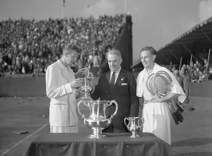 Framed Print : Gottfried Von Cramm Watching Don Budge Receive Trophy Framed Print : Gottfried Von Cramm Watching Don Budge Receive Trophy