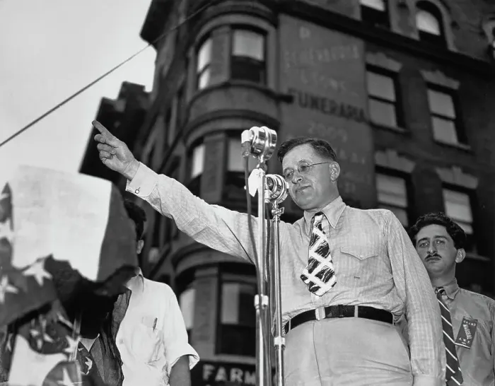 Framed Print : Gov. Elmer Benson Addresses Rally Framed Print : Gov. Elmer Benson Addresses Rally